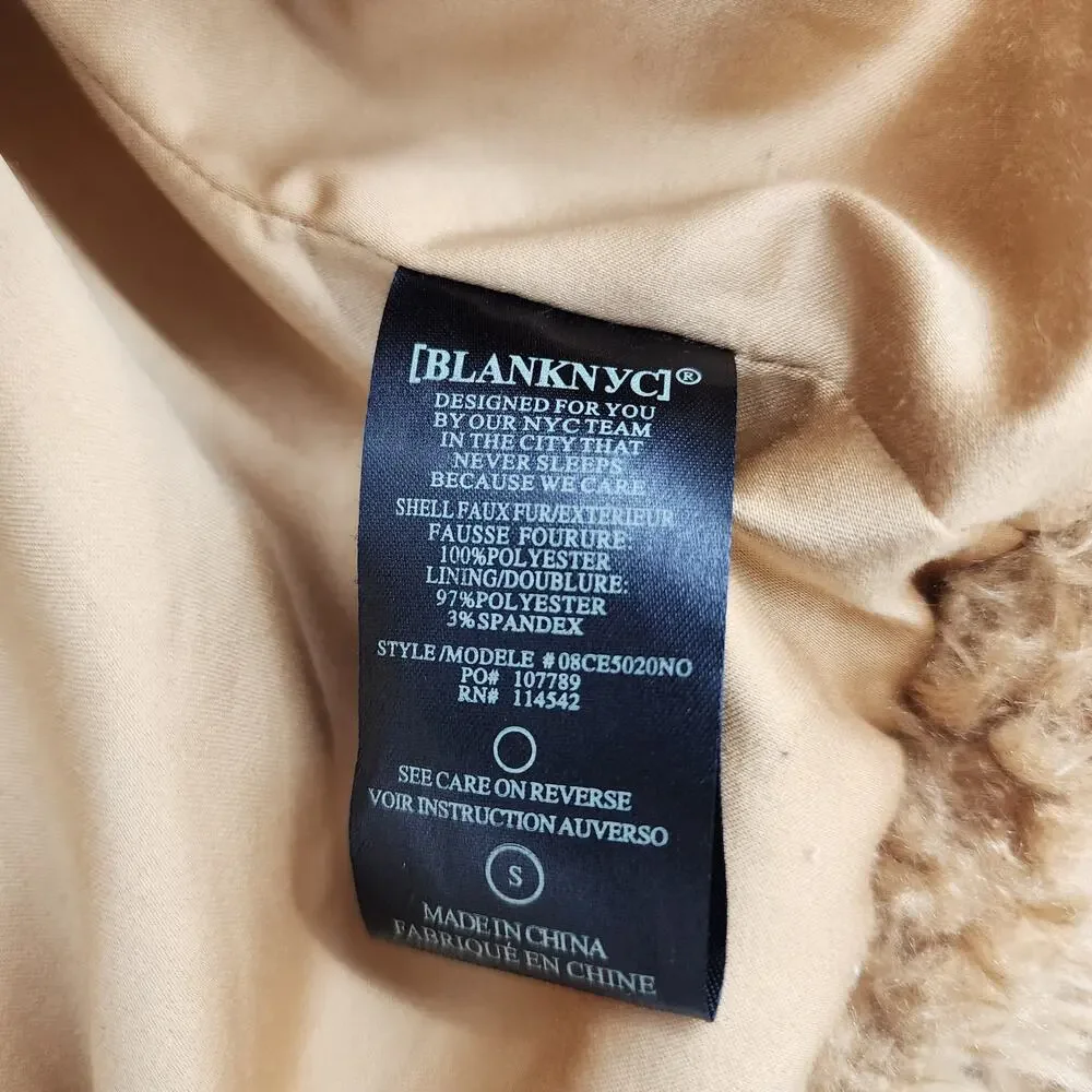 BlankNyc Faux Fur Teddy Bear Coat Jacket Size Small Tan Size Small